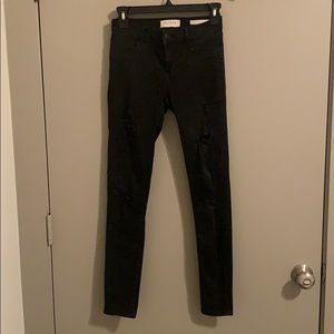 Black distressed high waisted jeggings